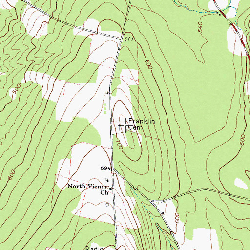 Topographic Map of Franklin Cemetery, ME
