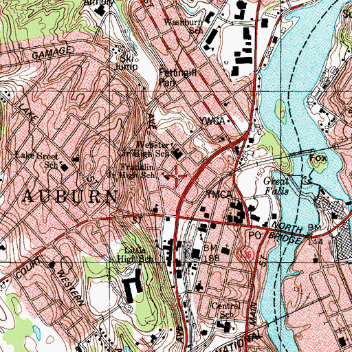 Topographic Map of Franklin Alternative School, ME