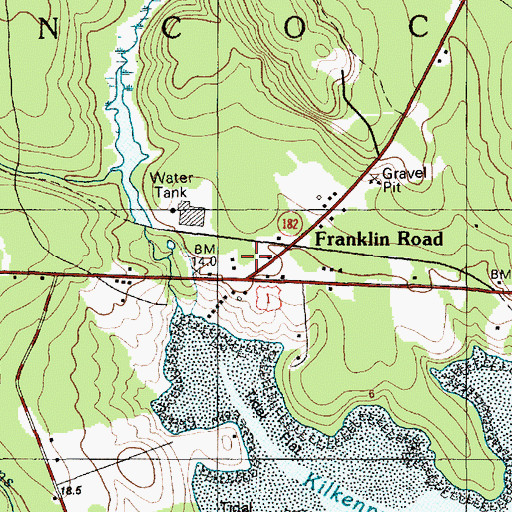 Topographic Map of Franklin Road, ME