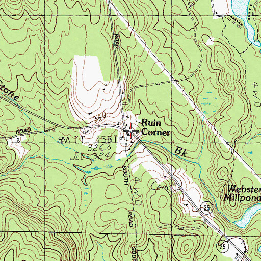 Topographic Map of Franklin School, ME