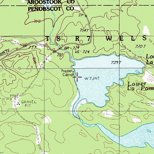 Topographic Map of Frazier Camp, ME