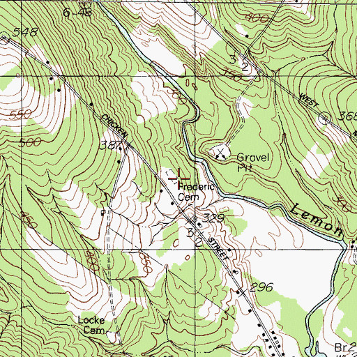 Topographic Map of Frederic Cemetery, ME