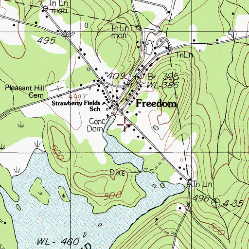 Topographic Map of Strawberry Fields School, ME