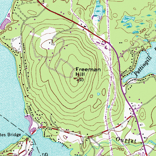 Topographic Map of Freeman Hill, ME