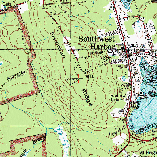 Topographic Map of Freeman Ridge, ME