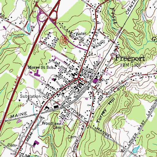 Topographic Map of Freeport, ME
