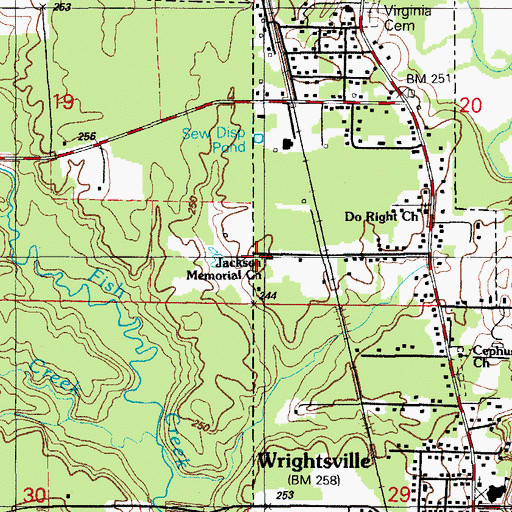 Topographic Map of Jackson Memorial Church, AR