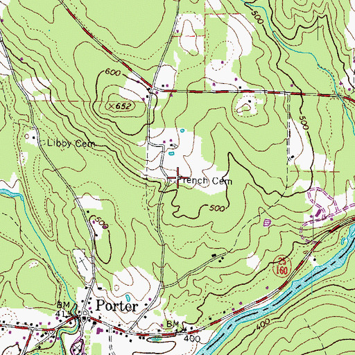 Topographic Map of French Cemetery, ME