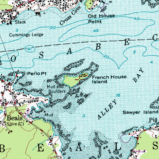 Topographic Map of French House Island, ME