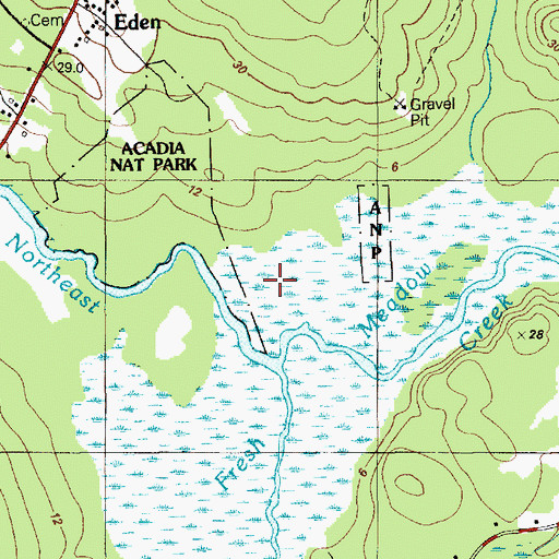 Topographic Map of Fresh Meadow, ME