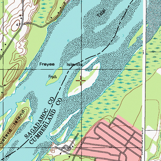 Topographic Map of Freyee Islands, ME