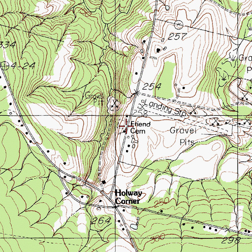 Topographic Map of Friend Cemetery, ME
