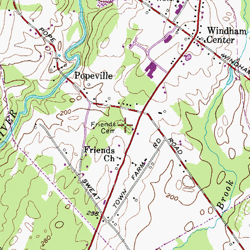 Topographic Map of Friends Cemetery, ME