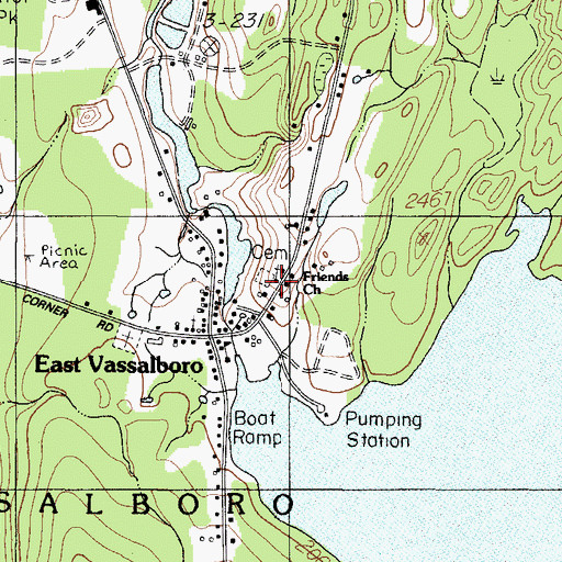 Topographic Map of Friends Cemetery, ME
