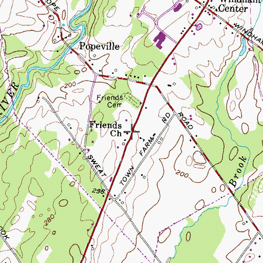 Topographic Map of Friends Church, ME