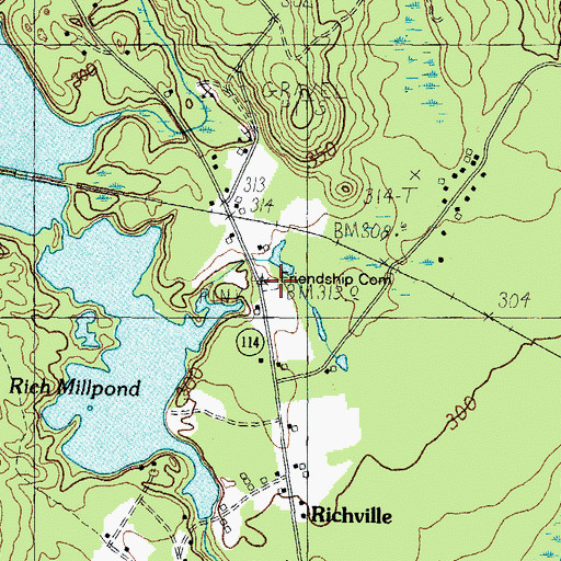 Topographic Map of Friendship Cemetery, ME