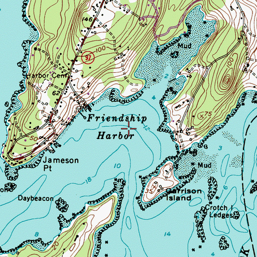 Topographic Map of Friendship Harbor, ME