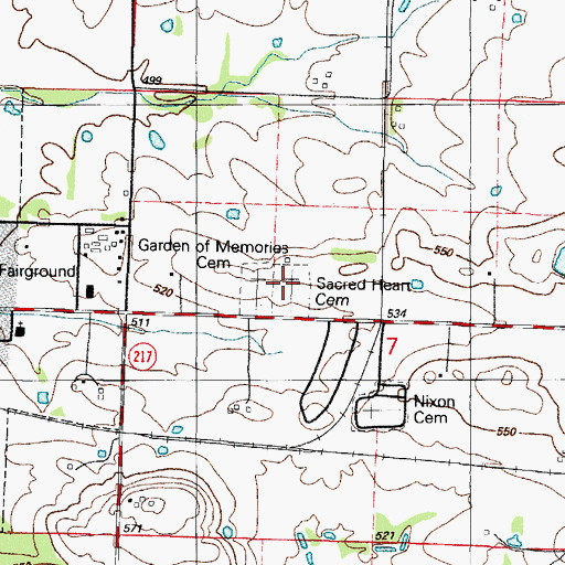 Topographic Map of Sacred Heart Cemetery, AR
