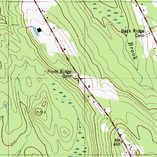 Topographic Map of Front Ridge Cemetery, ME