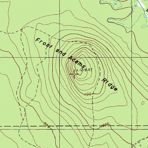 Topographic Map of Frost and Adams Ridge, ME