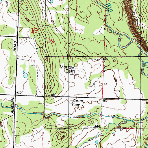 Topographic Map of Morrow Cemetery, AR