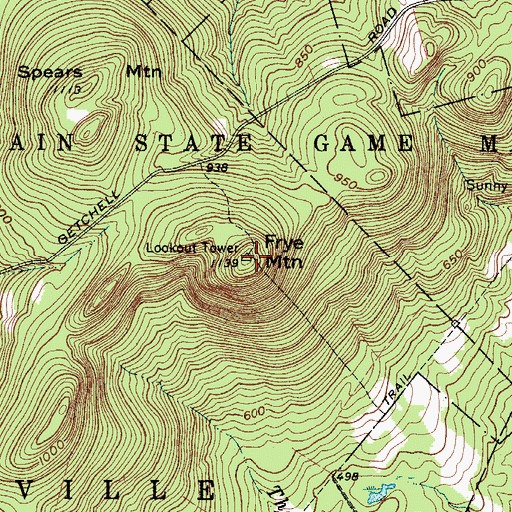 Topographic Map of Frye Mountain, ME