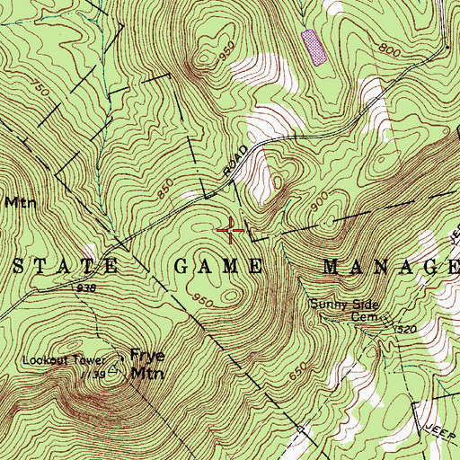 Topographic Map of Frye Mountain State Game Management Area, ME