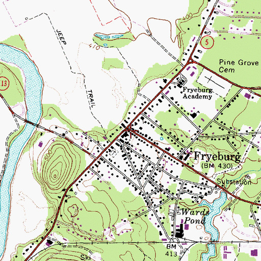 Topographic Map of Fryeburg, ME