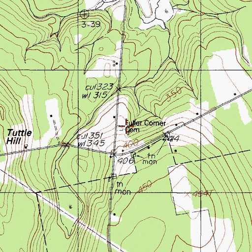 Topographic Map of Fuller Corner Cemetery, ME