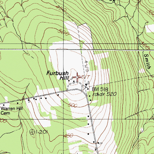 Topographic Map of Furbush Hill, ME