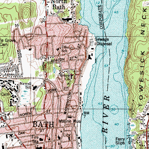 Topographic Map of Grace Episcopal Church, ME