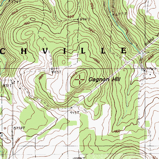 Topographic Map of Gagnon Hill, ME