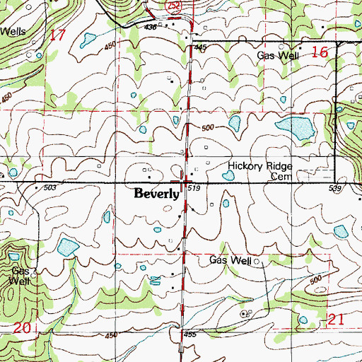 Topographic Map of Beverly, AR