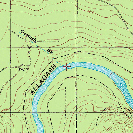 Topographic Map of Gamash Brook, ME
