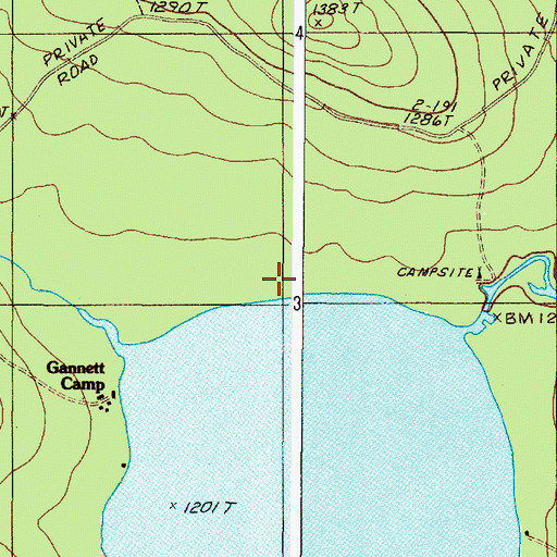 Topographic Map of Game Warden Camp, ME
