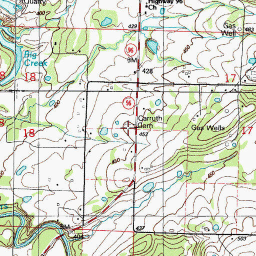 Topographic Map of Carruth Cemetery, AR