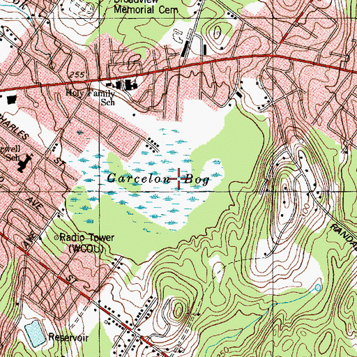 Topographic Map of Garcelon Bog, ME