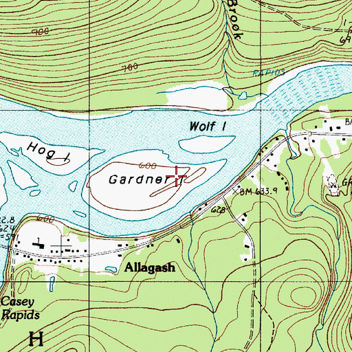Topographic Map of Gardner Island, ME