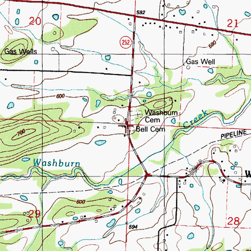 Topographic Map of Bell Cemetery, AR