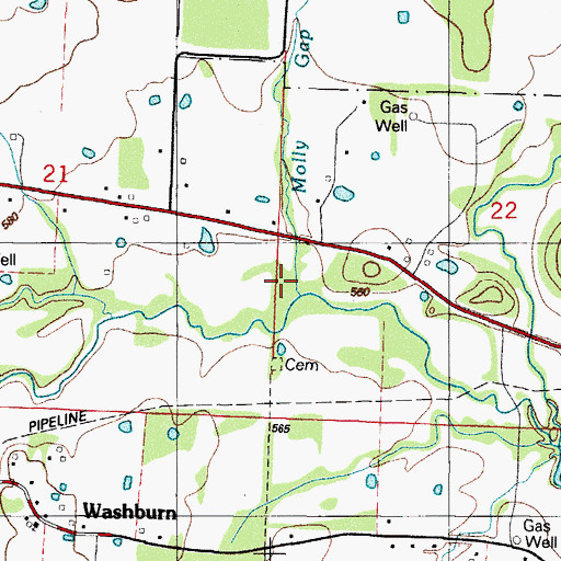 Topographic Map of Molly Gap Creek, AR