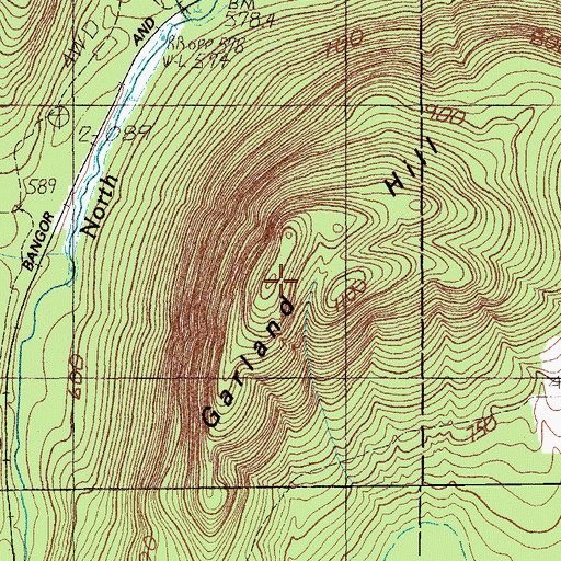 Topographic Map of Garland Hill, ME