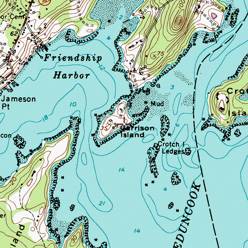 Topographic Map of Garrison Island, ME