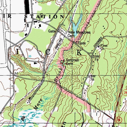 Topographic Map of Gatchell Cemetery, ME