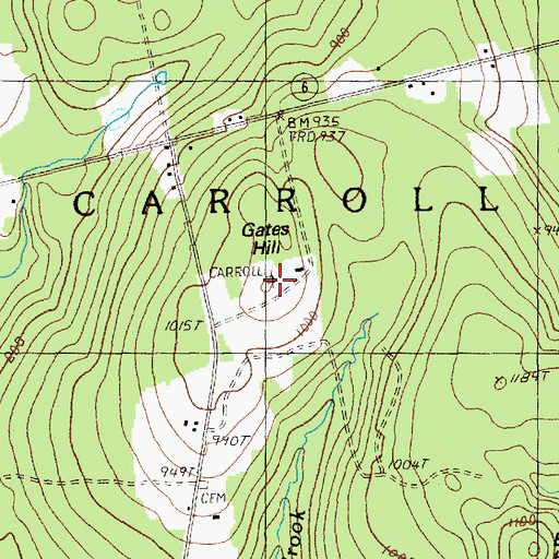 Topographic Map of Gates Hill, ME