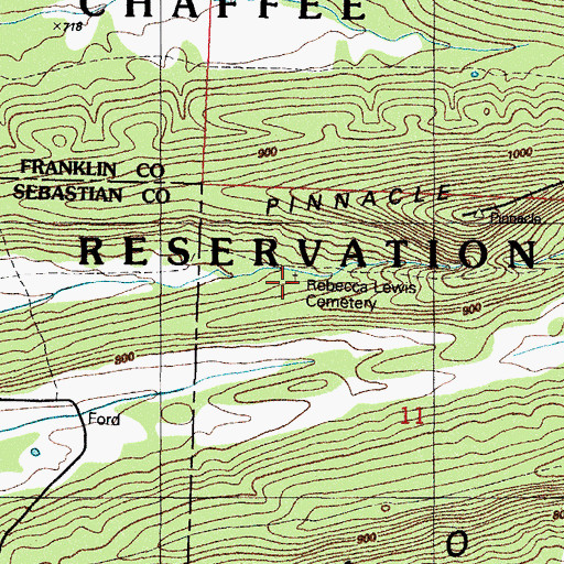 Topographic Map of Rebecca Lewis Cemetery, AR