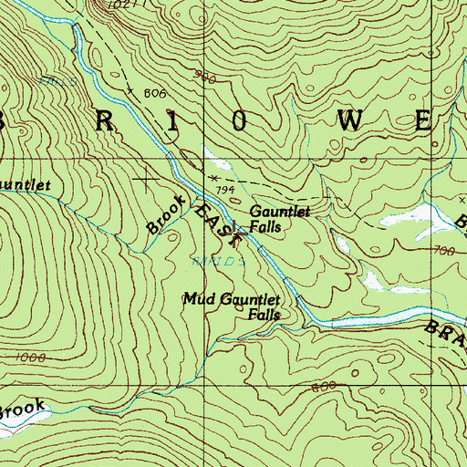 Topographic Map of Gauntlet Brook, ME