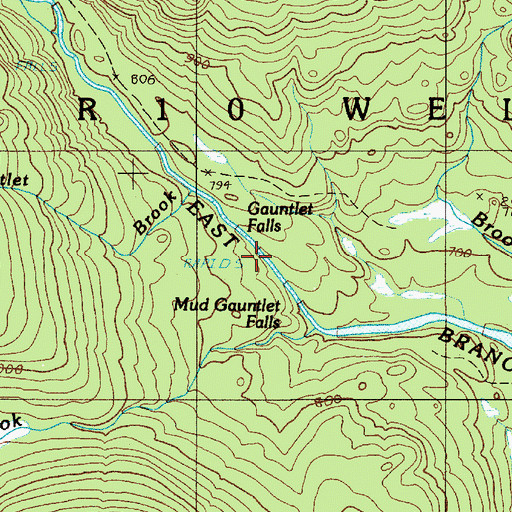 Topographic Map of Gauntlet Falls, ME