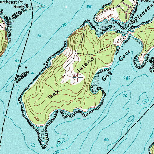 Topographic Map of Gay Island, ME