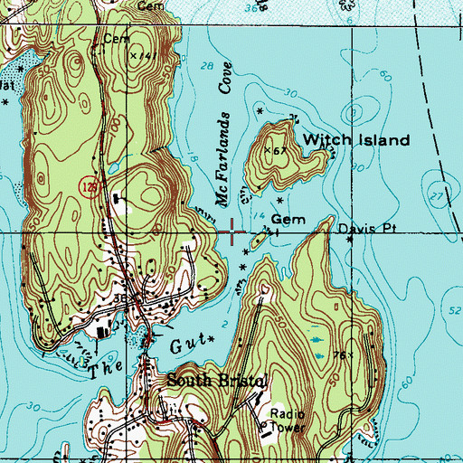 Topographic Map of Gem Island, ME