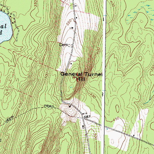 Topographic Map of General Turner Hill, ME
